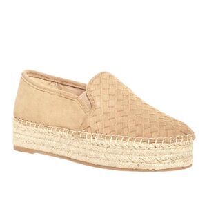 Sam Edelman Brown Suede Platform Espadrille Loafers‎ Braided Leather 9.5 Tan